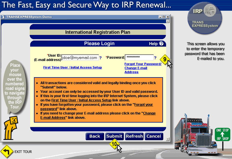 NORTH CAROLINA DMV TRANSEXPRESSystem IRP FORGOT PASSWORD DEMO   Irp Pw9 