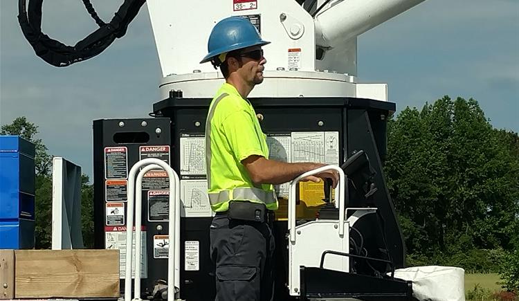 A crane operator competes in the event in Robeson County