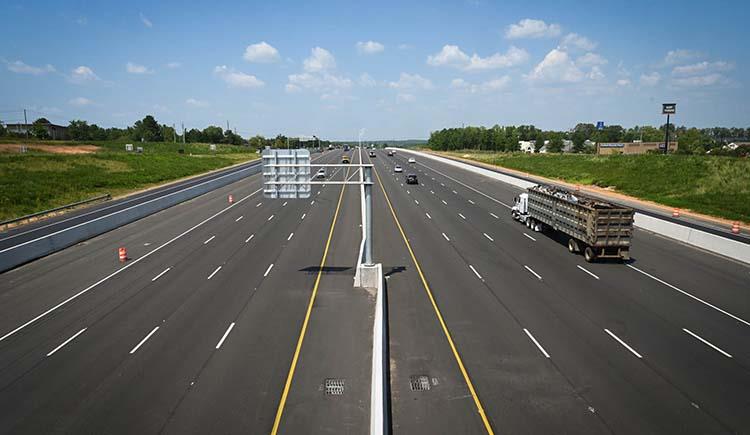 I-40's newly widened lanes south of Raleigh